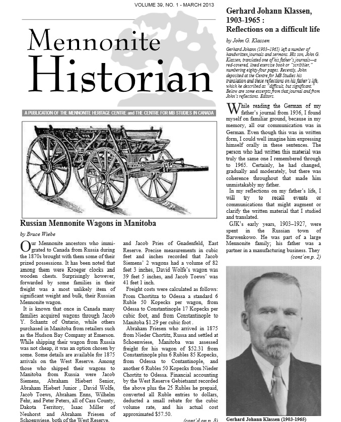 Mennonite Historian (March 2013)