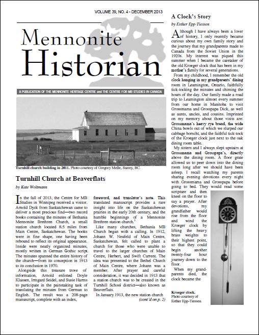 Mennonite Historian (December 2013)