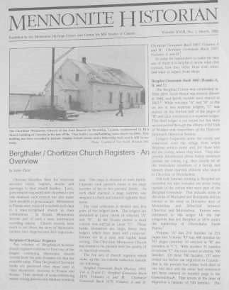 Mennonite Historian (March 1992)