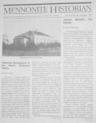 Mennonite Historian (September 1992)